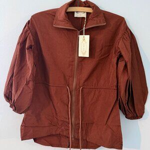 size 8 NWT Mia Joy Joyfolie lightweight Lucia windbreaker JACKET brown cinnamon
